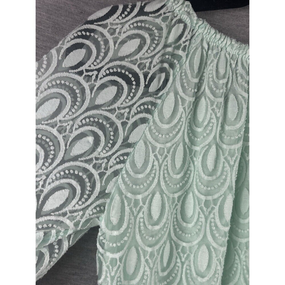 Lola Women's Blouse Green Silk Lace Long Sleeve Top Sz S / M  Made in Italy - Picture 3 of 13